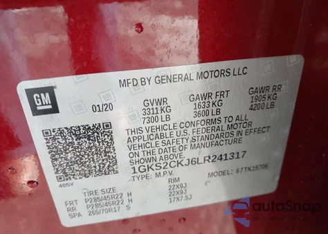 2020 GMC Yukon 4Wd Denali from USA, damaged, VIN 1GKS2CKJ6LR241317